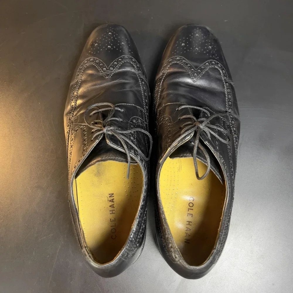Cole Haan Wingtip‎ Oxford Black Leather Dress Shoes Mens 9.5